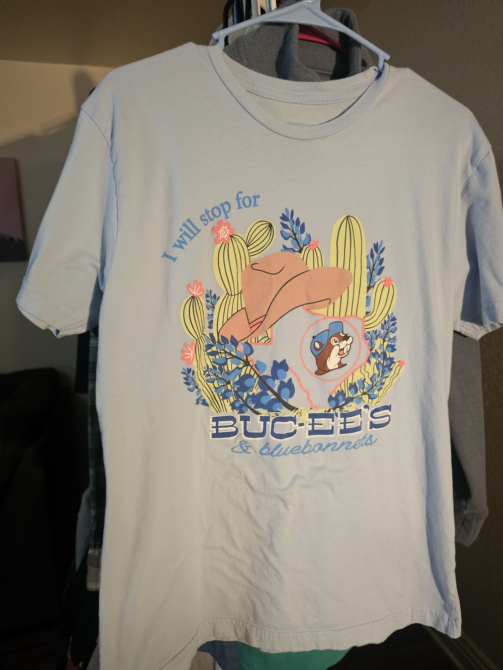 BUC-EE'S Women's Light Blue Tee - I Will Stop For